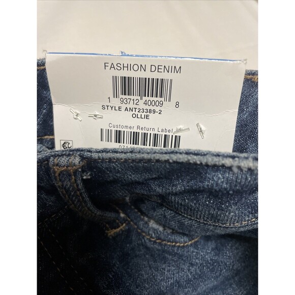 AND NOW THIS Womens Size 25 Wide Leg Ripped Distressed Denim Dark Blue Jeans - Picture 3 of 8